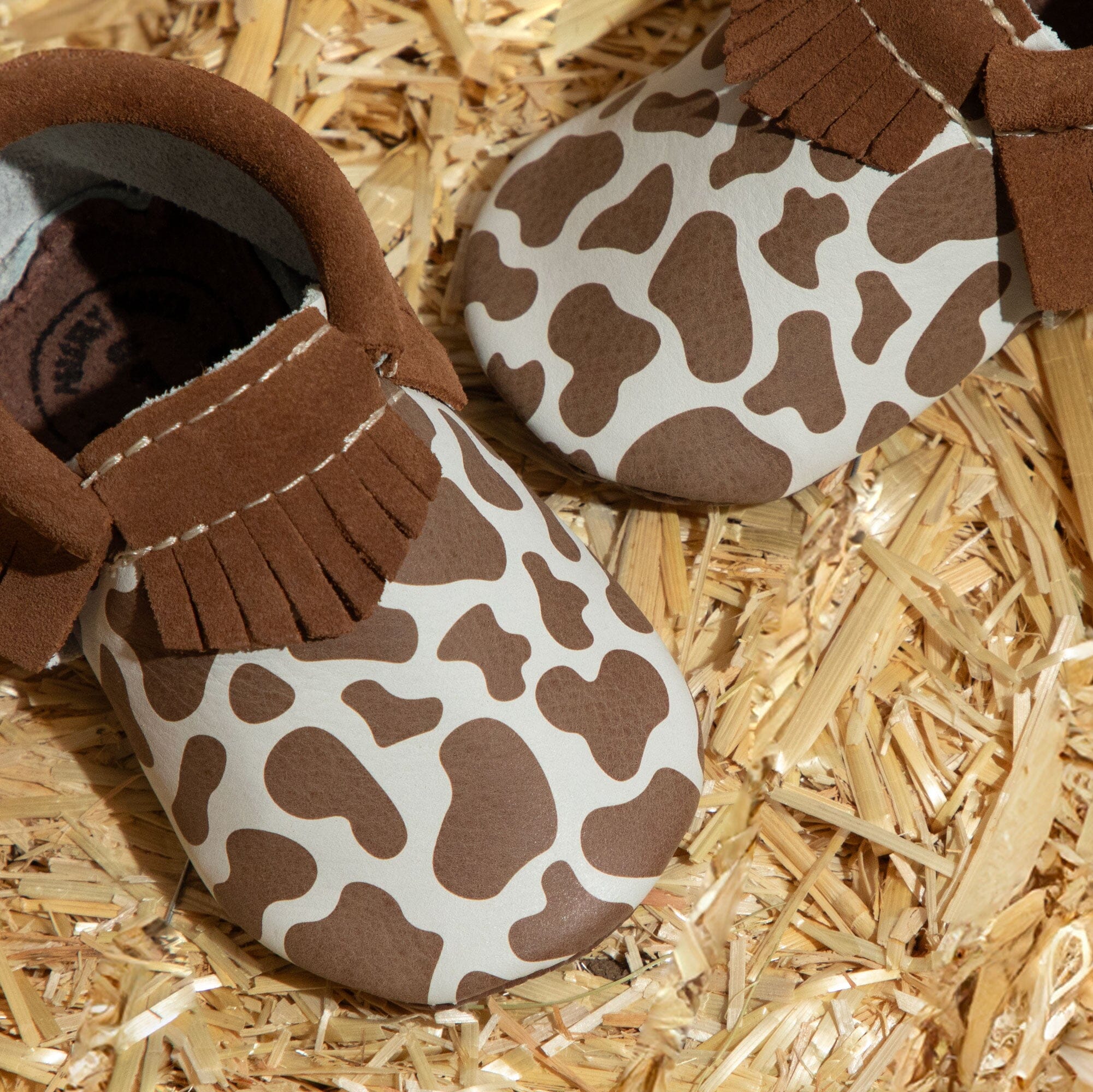Suede Cow Print Moccasin Baby Shoe Moccasin Soft Sole