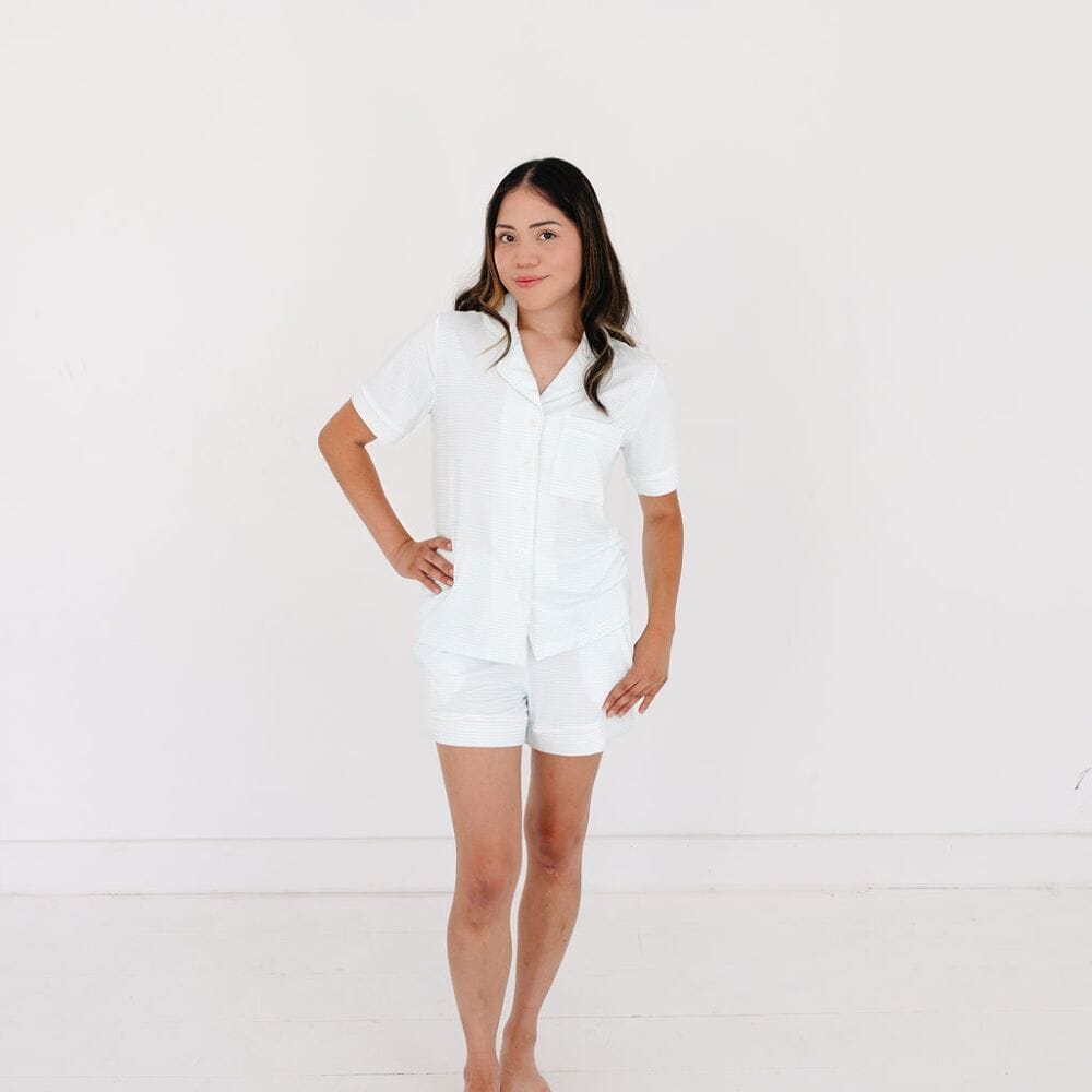 Cloud Stripe Short Sleeve & Shorts Bamboo Women's Pajama Set Motette
