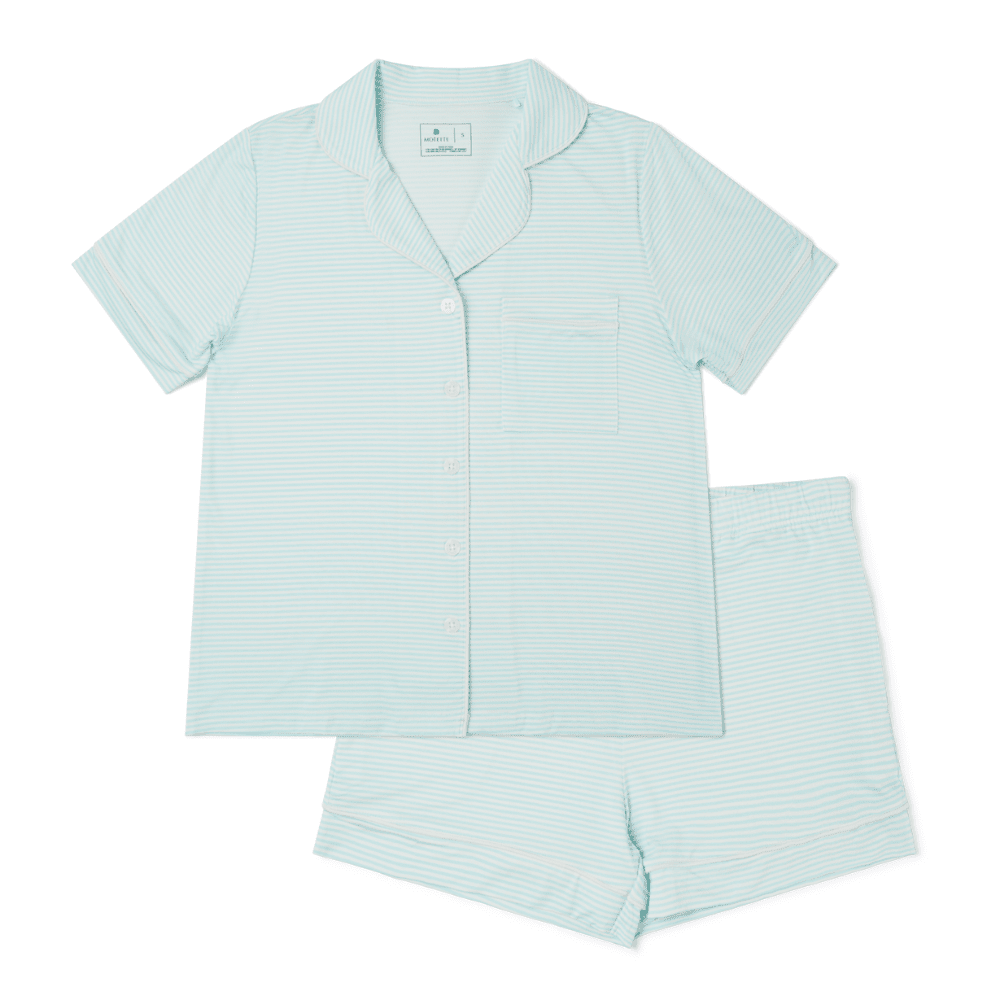 Cloud Stripe Short Sleeve & Shorts Bamboo Women's Pajama Set Motette