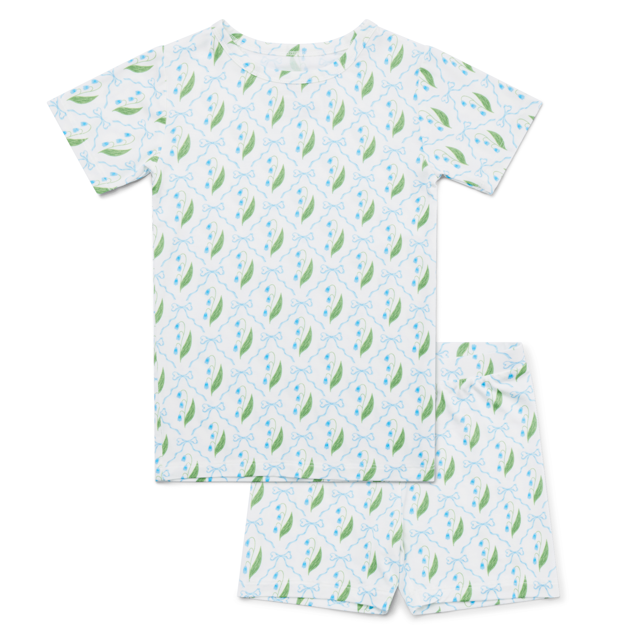 Bluebell Bows Short Sleeve & Shorts Bamboo Toddler Pajama Set Motette