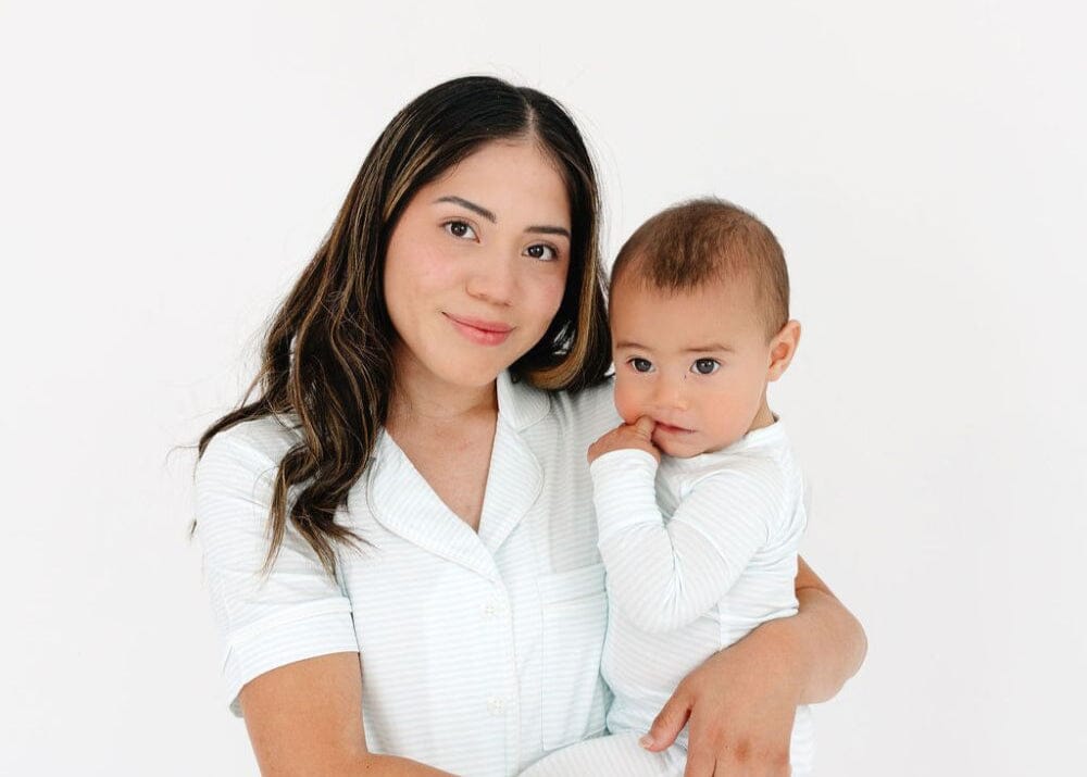 Cloud Stripe Short Sleeve & Shorts Bamboo Women's Pajama Set Motette