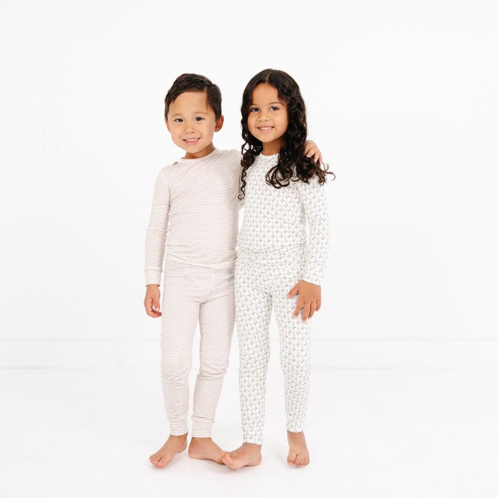 Oatmeal Stripe Bamboo Kids Pajama Set Motette