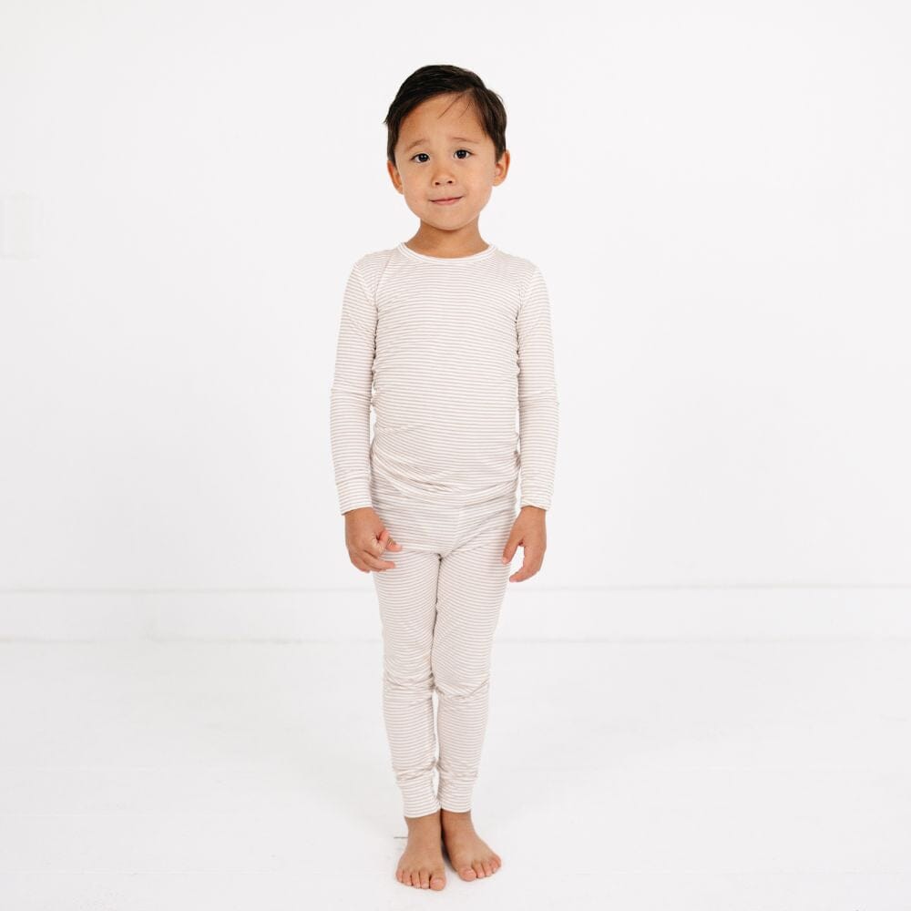 Oatmeal Stripe Bamboo Kids Pajama Set Motette