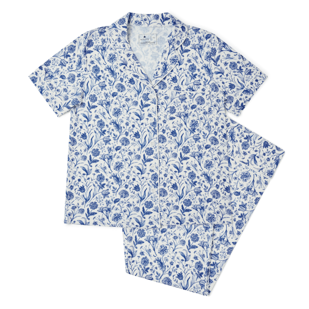 Porcelain Vine Short Sleeve & Pants Bamboo Women's Pajama Set Motette
