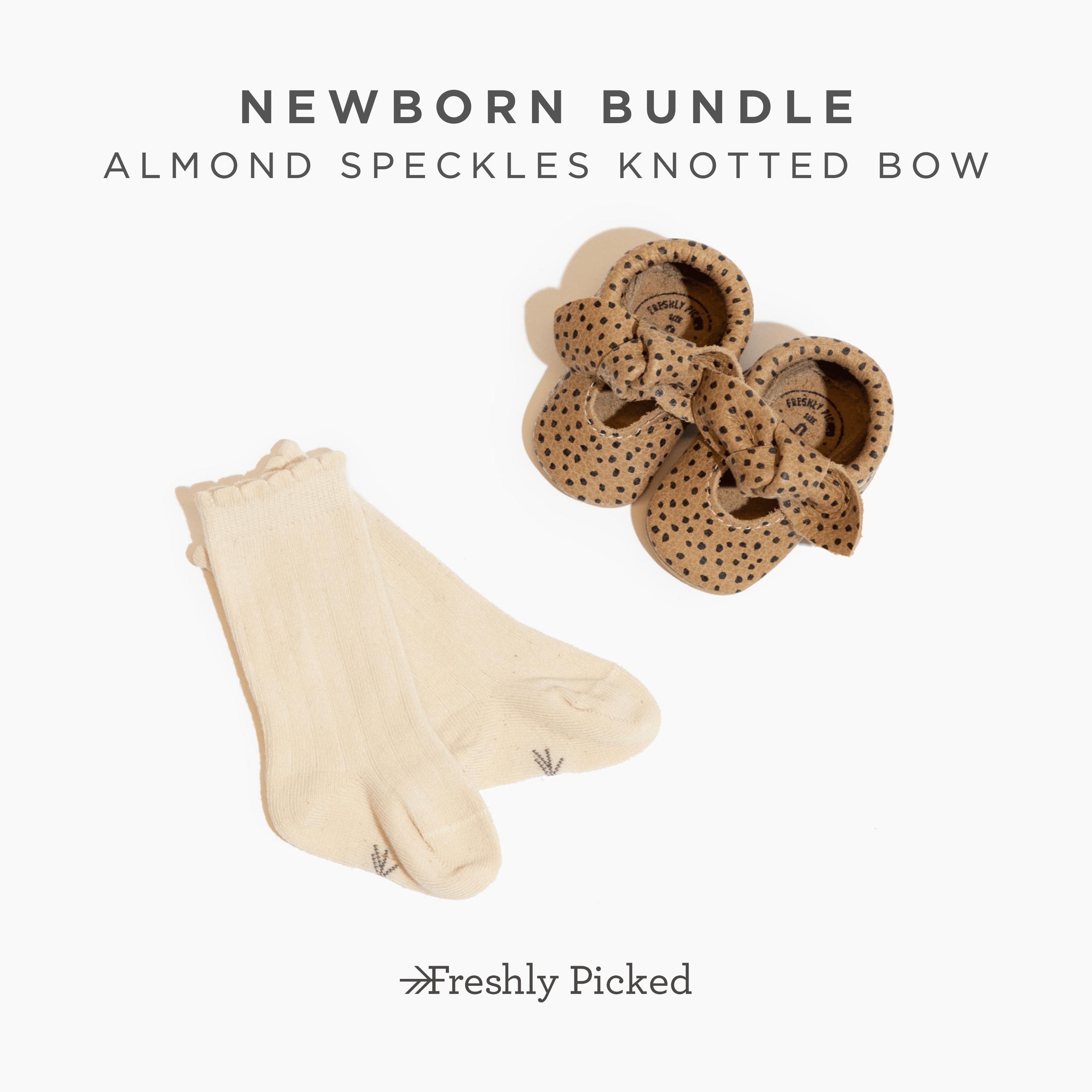Newborn Bundle Bundles of Joy Bundles of Joy Almond Speckles Knotted Bow Mocc