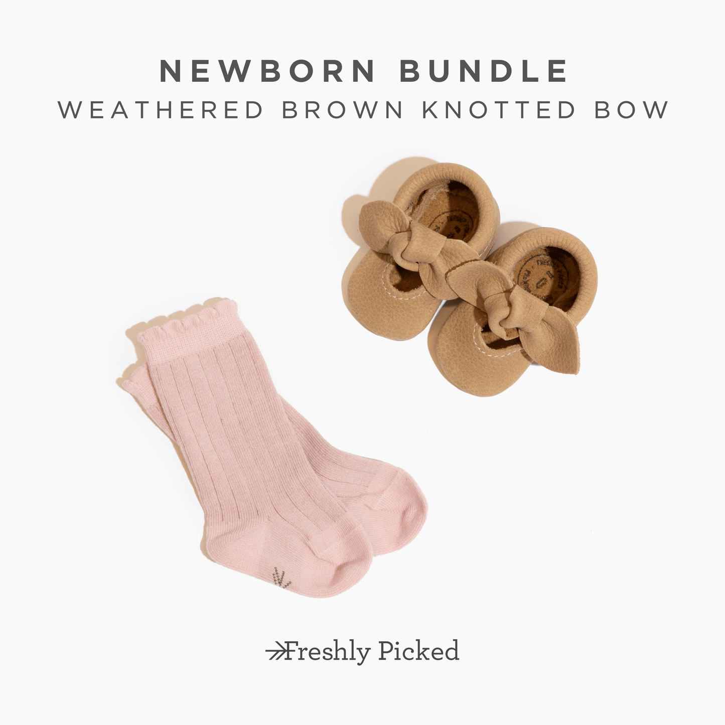 Newborn Bundle Bundles of Joy Bundles of Joy Weathered Brown Knotted Bow Mocc 