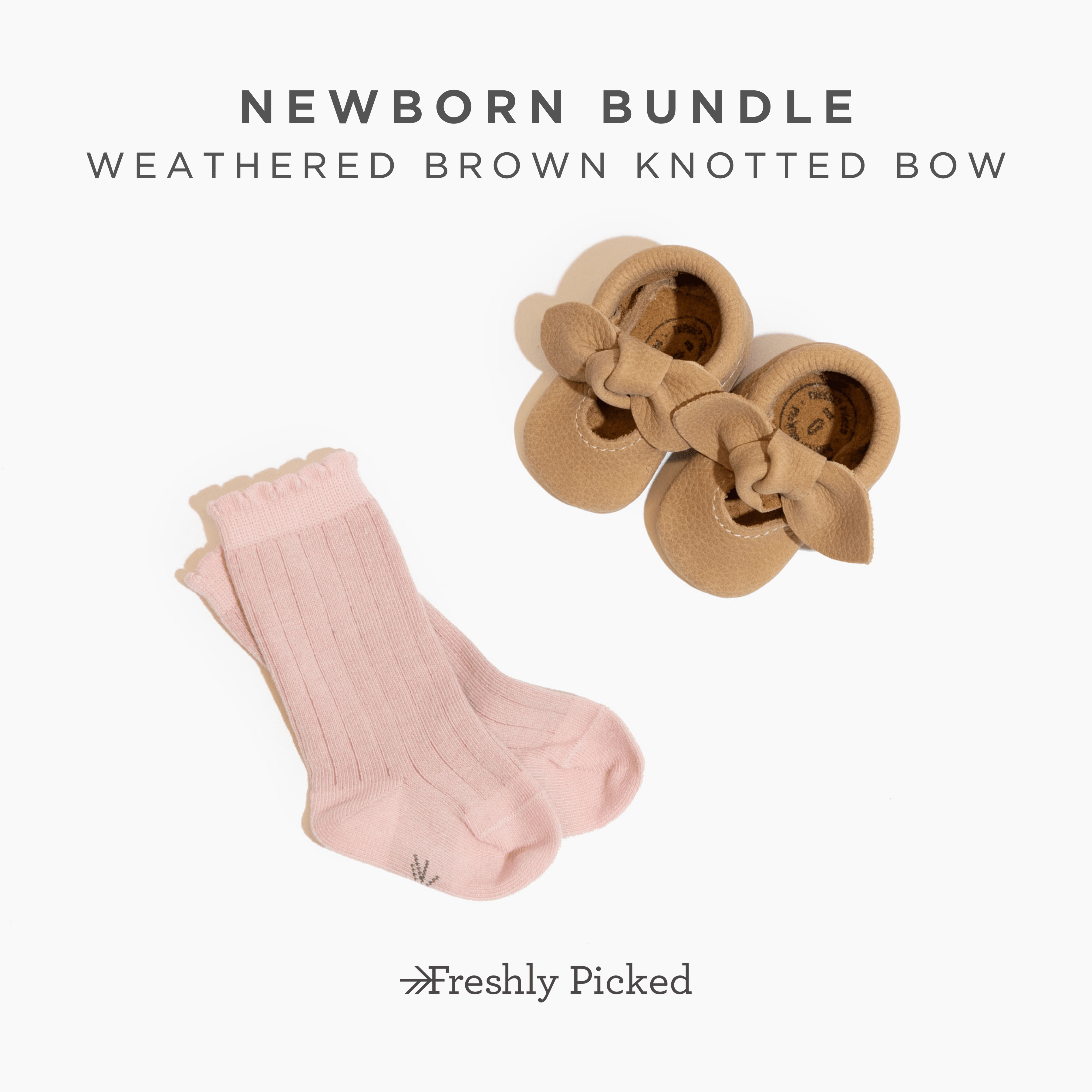 Newborn Bundle Bundles of Joy Bundles of Joy Weathered Brown Knotted Bow Mocc
