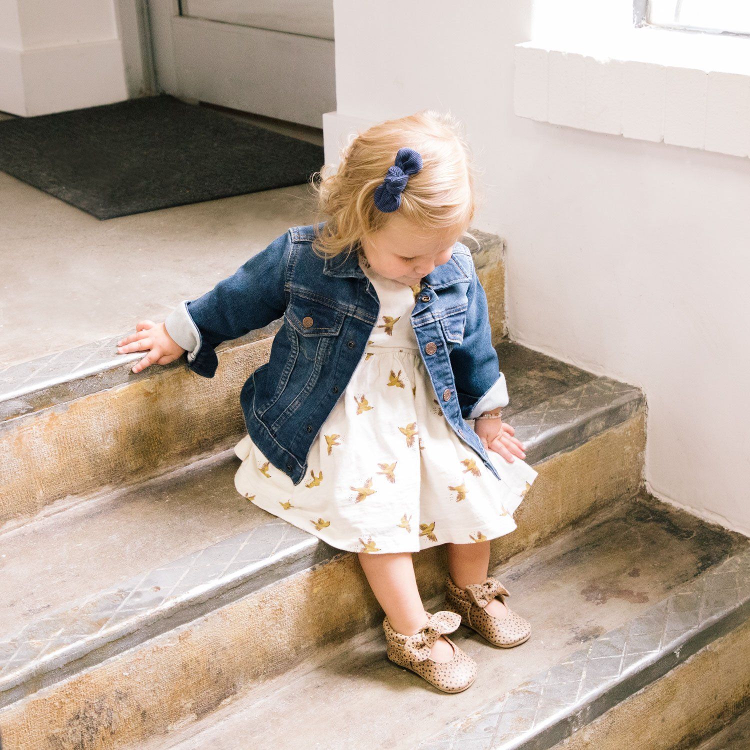 Newborn Almond Speckles Knotted Bow Mocc Knotted Bow Mocc Newborn