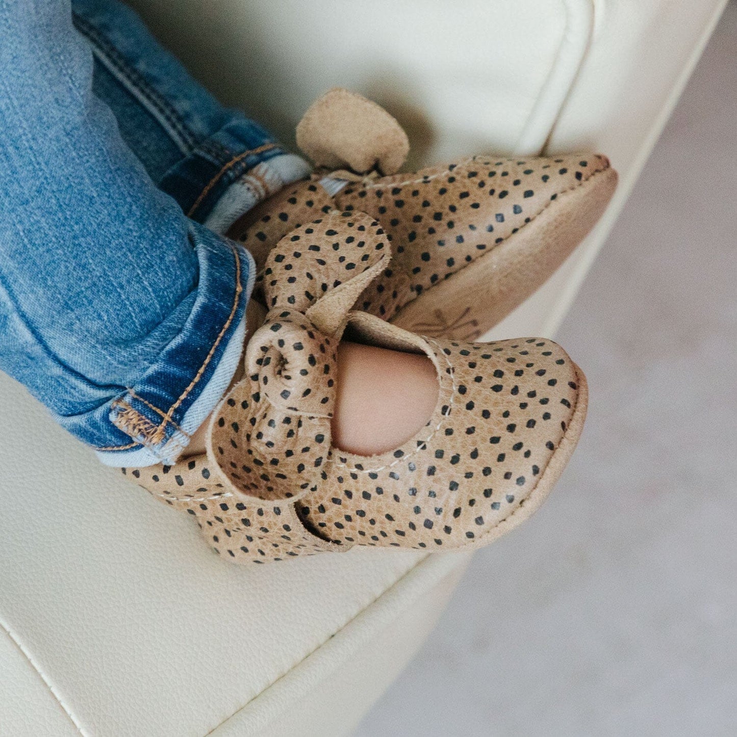 Almond Speckles Knotted Bow Mocc Knotted Bow Mocc Soft Sole