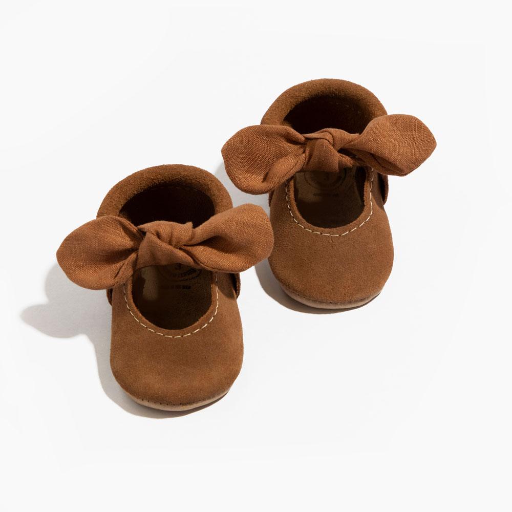 Amber Linen Knotted Bow Mocc Knotted Bow Mocc Soft Sole