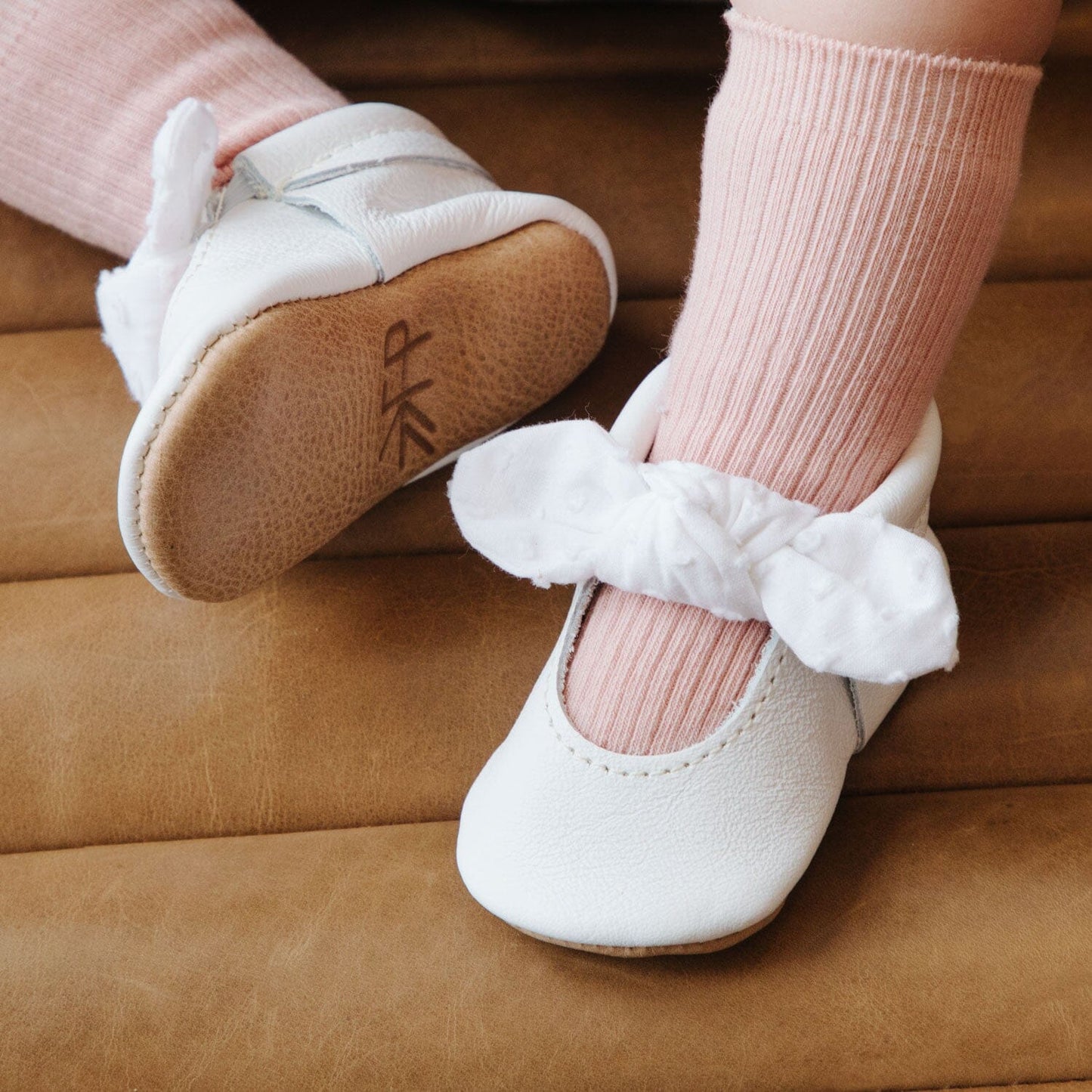 Ivory Swiss Dot Knotted Bow Mocc Knotted Bow Mocc Soft Sole