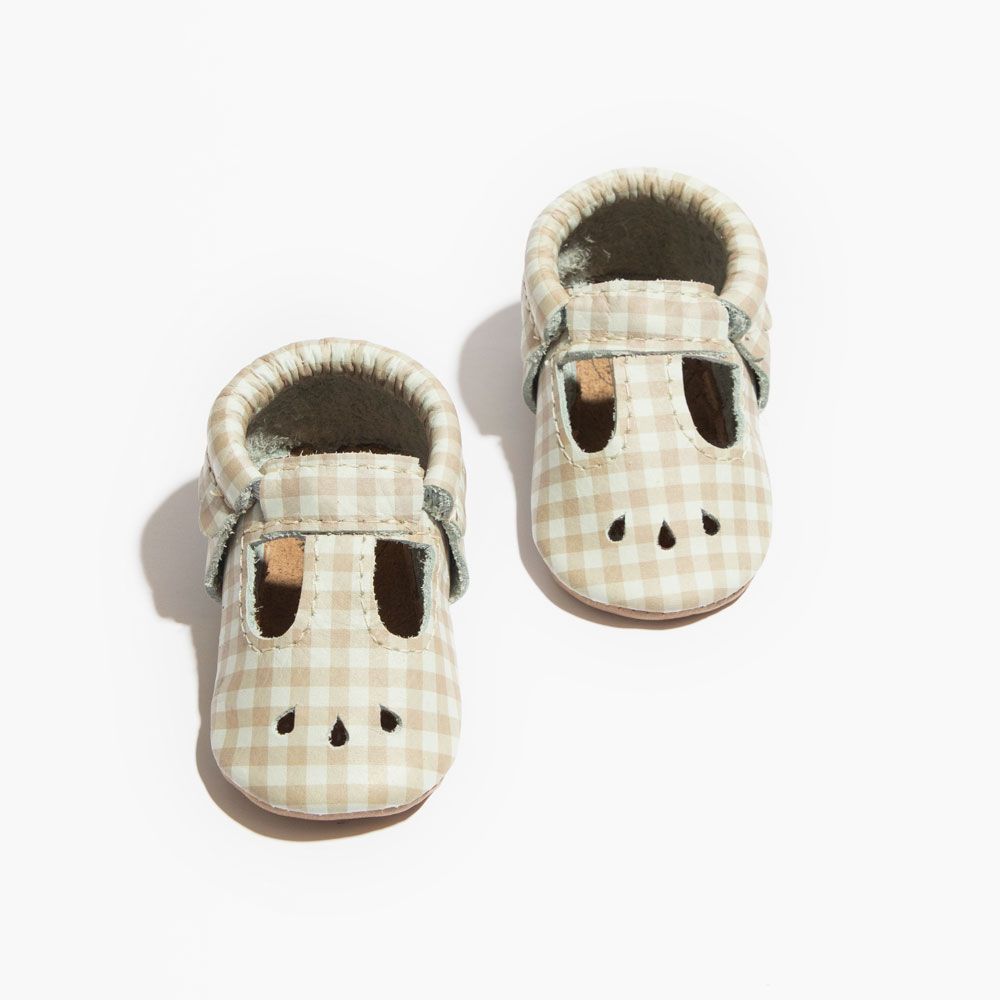 Almond Gingham Mary Jane Mary Jane Soft Sole 