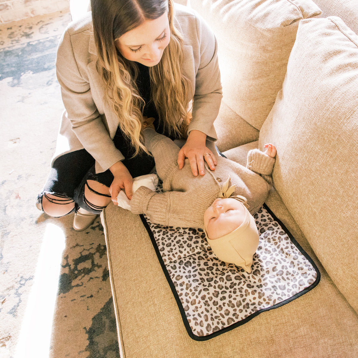 Grey Leopard Changing Mat Changing Mat Bag Accessory 