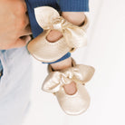 Platinum Knotted Bow Mocc Knotted Bow Mocc Soft Sole