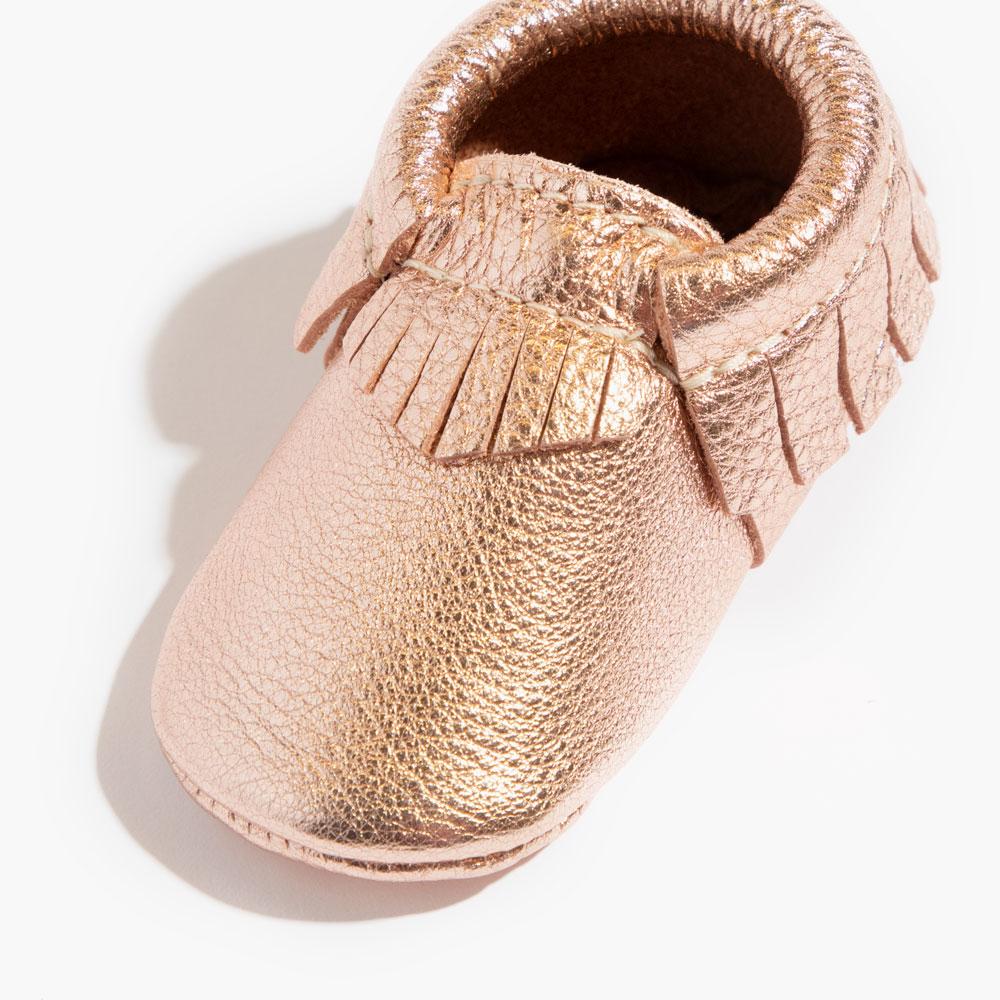 Rose Gold Moccasins Soft Soles
