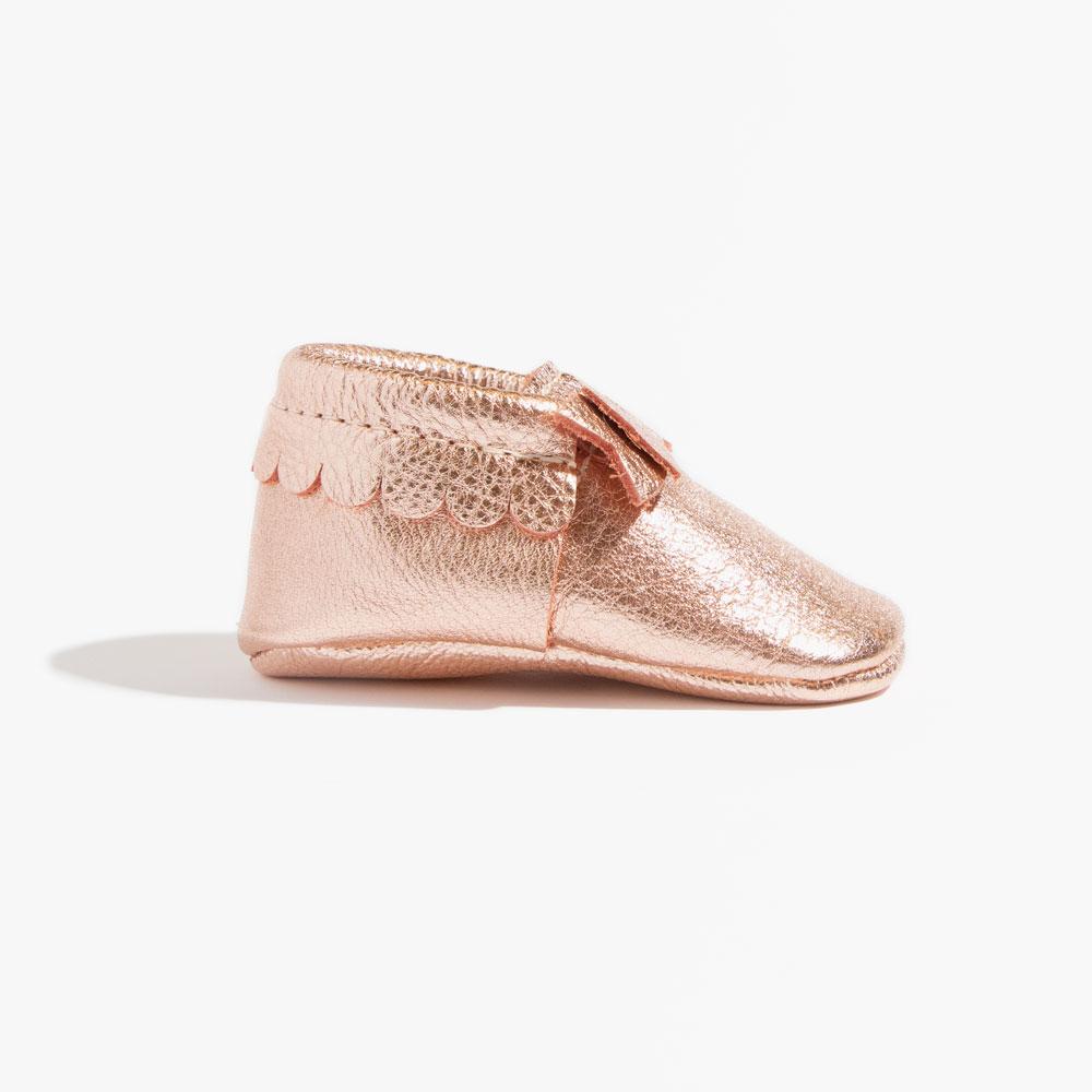 Rose Gold Bow Mocc Bow Moccasins Soft Soles