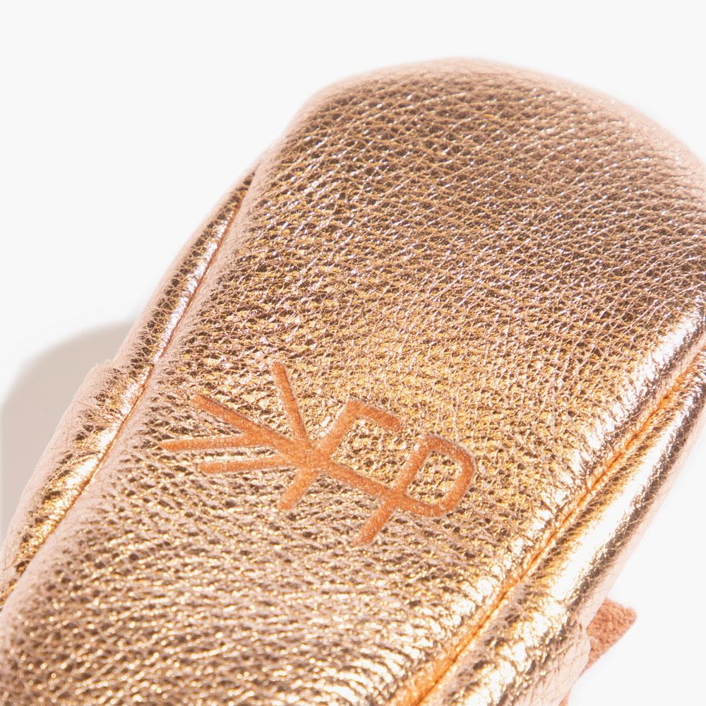 Rose Gold Bow Mocc Bow Moccasins Soft Soles 