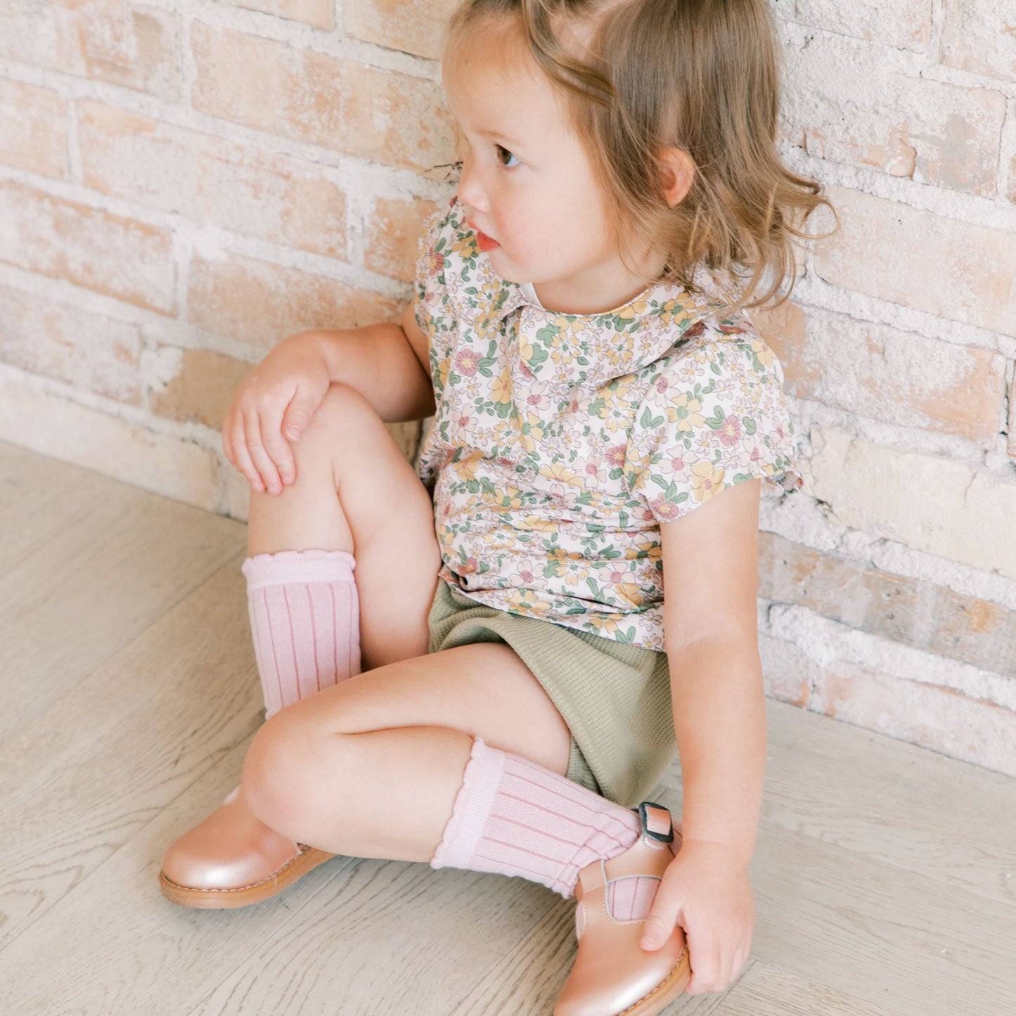 Blush Scalloped Knee High Sock Knee High Sock Socks
