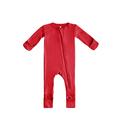 Baby Bamboo Pajamas w/ DreamCuffs® Pajamas Dreamland Baby Cranberry Red 0 - 3 Months 