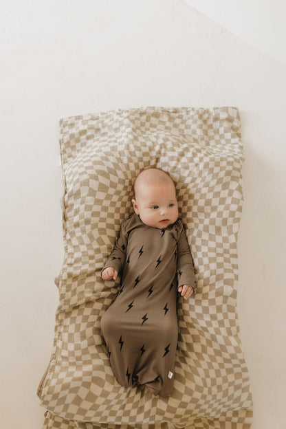 Bamboo Knotted Gown | Brown & Black Lightning Bolt Knotted Gown forever french baby 