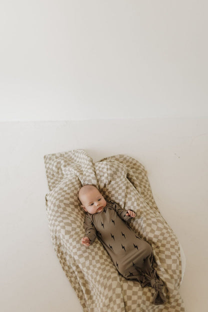Bamboo Knotted Gown | Brown & Black Lightning Bolt Knotted Gown forever french baby 