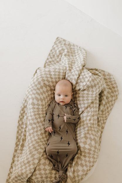 Bamboo Knotted Gown | Brown & Black Lightning Bolt Knotted Gown forever french baby 