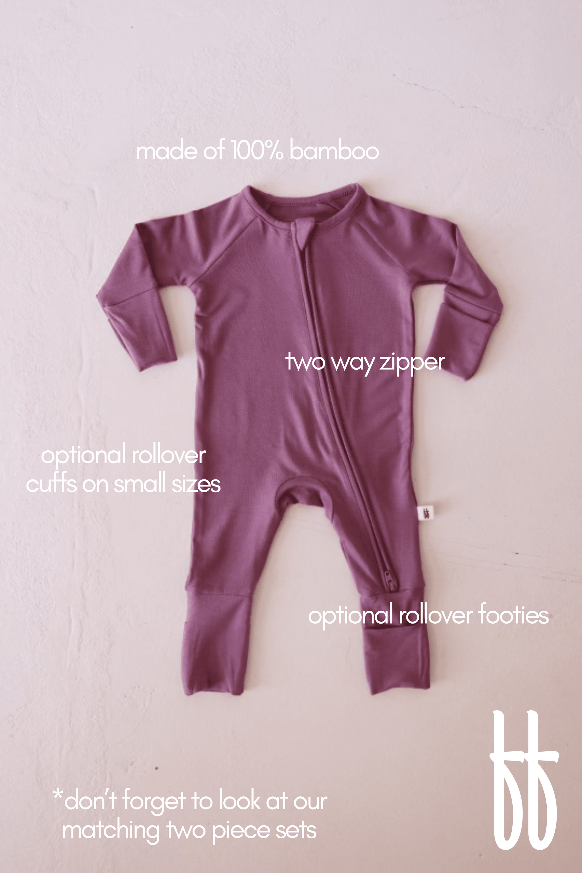 Bamboo Zip Pajamas | Amethyst pajamas forever french baby 