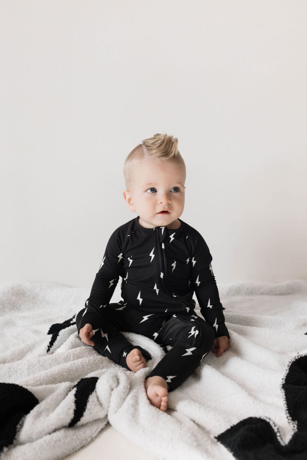 Bamboo Zip Pajamas | Midnight Lightning Bolt pajamas forever french baby 