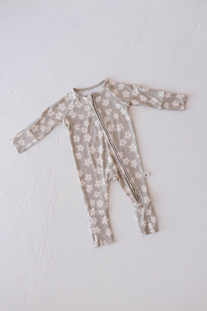 Bamboo Zip Pajamas | French Gray Floral forever french baby Newborn 