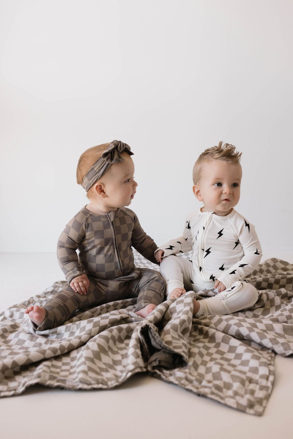 Bamboo Zip Pajamas | Faded Brown Checkerboard forever french baby 