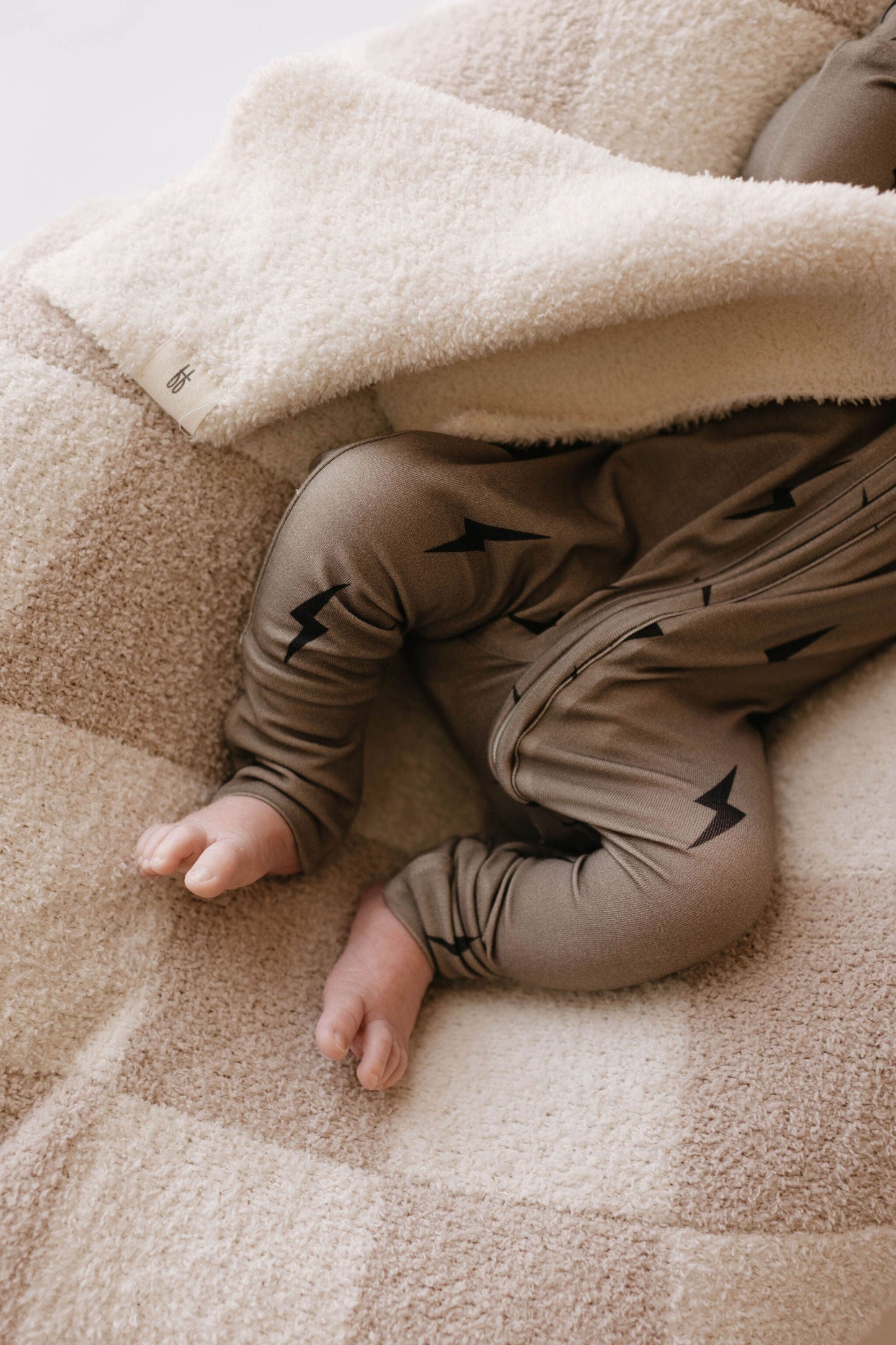 Bamboo Zip Pajamas | Brown & Black Lightning Bolt pajamas forever french baby 