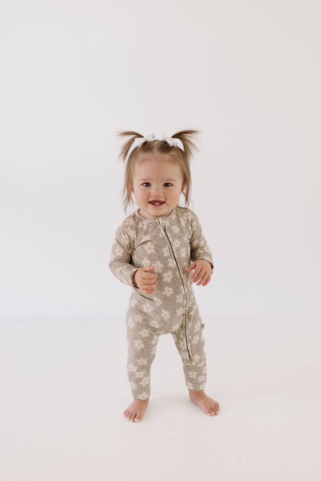 Bamboo Zip Pajamas | French Gray Floral forever french baby 