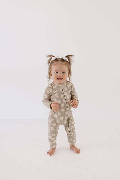 Bamboo Zip Pajamas | French Gray Floral forever french baby 