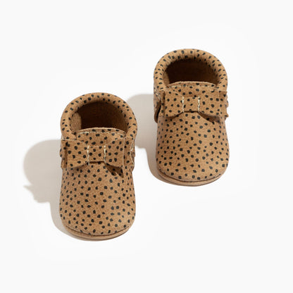 Almond Speckles Bow Baby Shoe Bow Mocc Soft Sole 