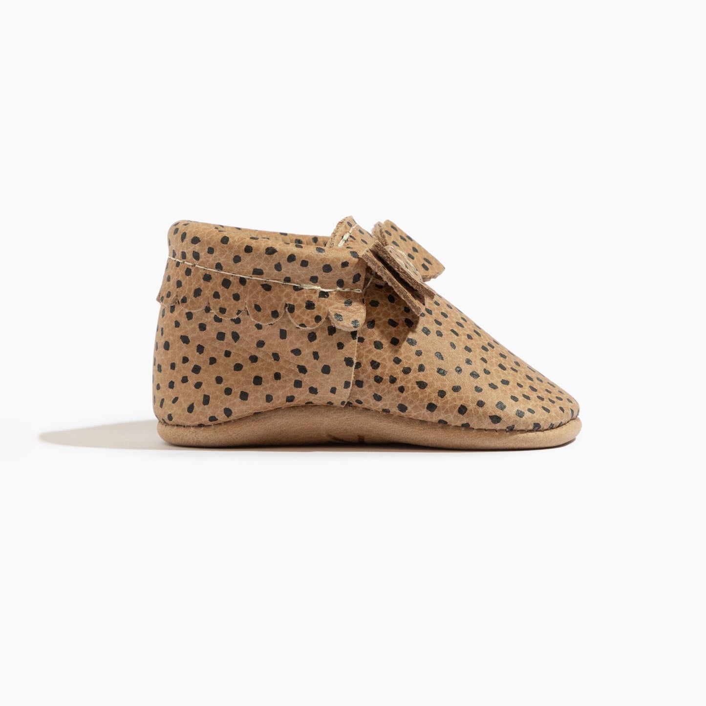 Almond Speckles Bow Baby Shoe Bow Mocc Soft Sole 