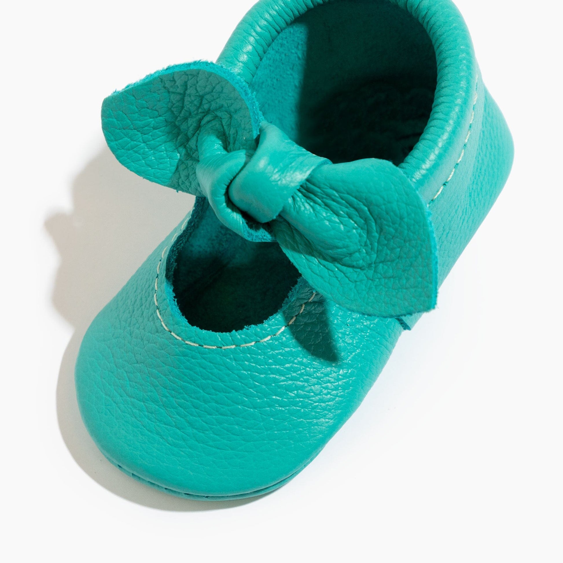 Aqua Knotted Bow Baby Shoe Knotted Bow Mocc Soft Sole 