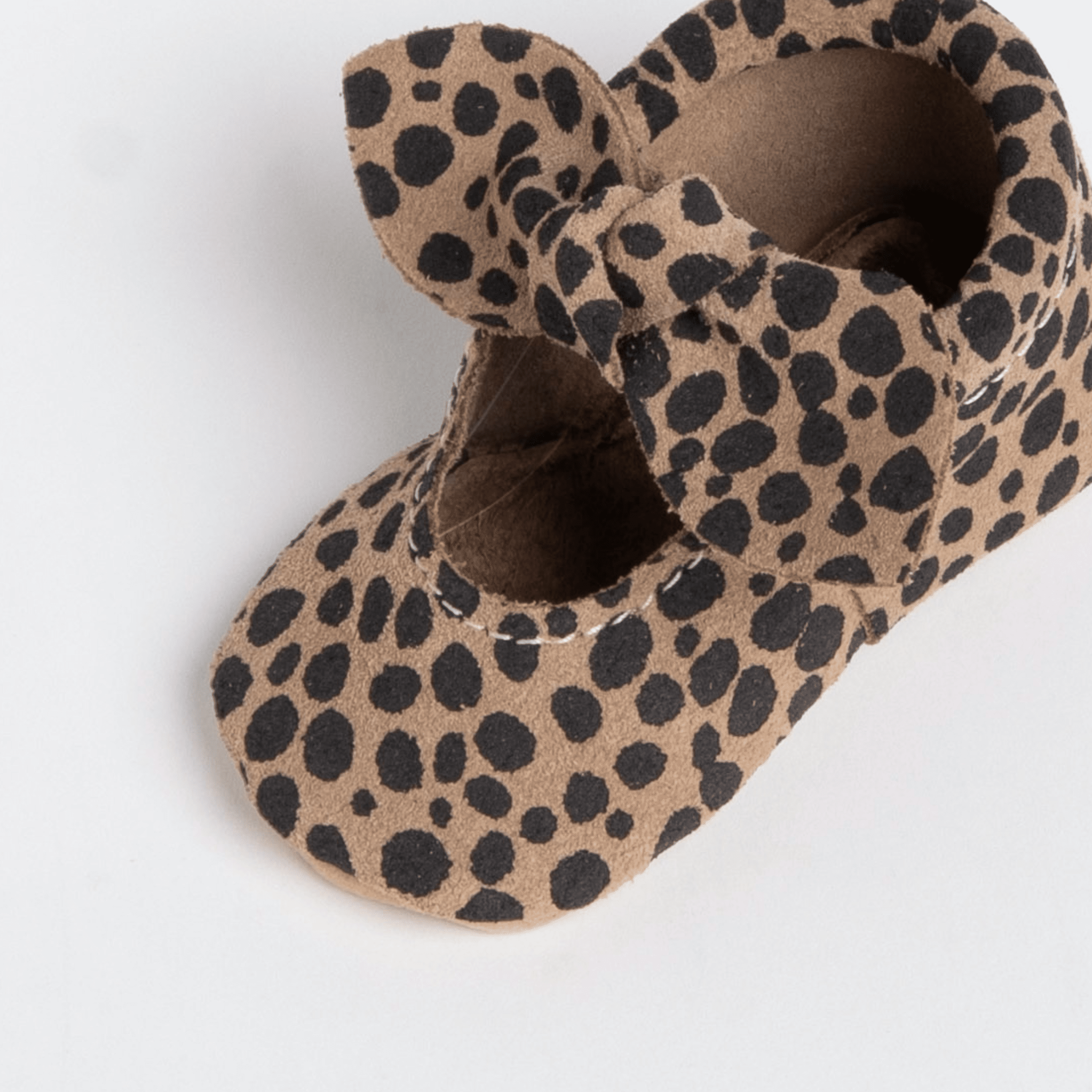 Cheetah Knotted Bow Baby Shoe Knotted Bow Mocc Soft Sole 