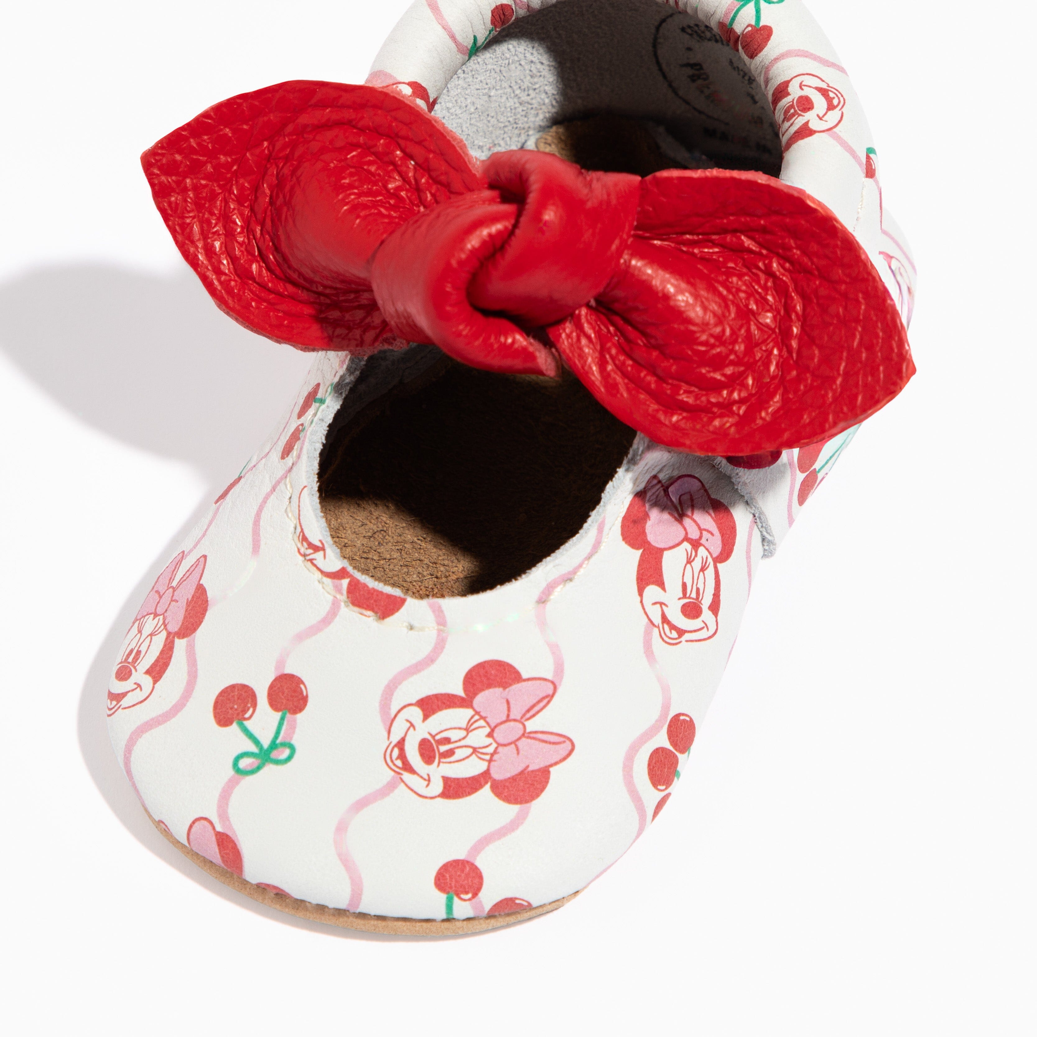 Disney Cherry Minnie Mouse Knotted Bow Baby Shoe Knotted Bow Mocc Soft Sole 