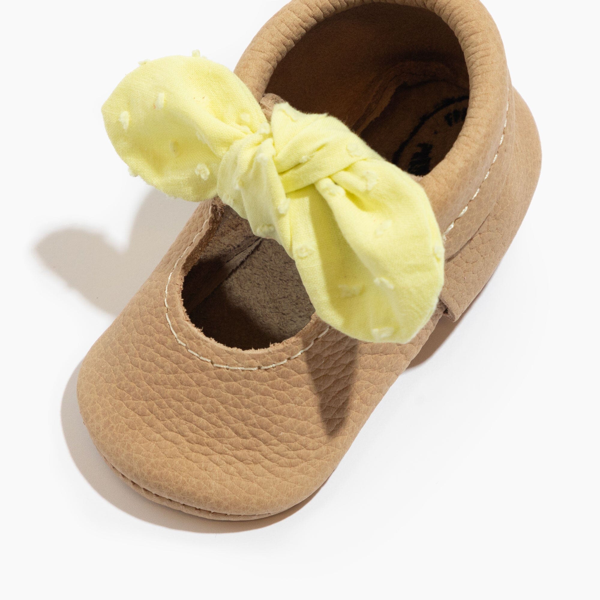 Banana Cream Knotted Bow Baby Shoe Leather Baby Moccasins Freshly Picked