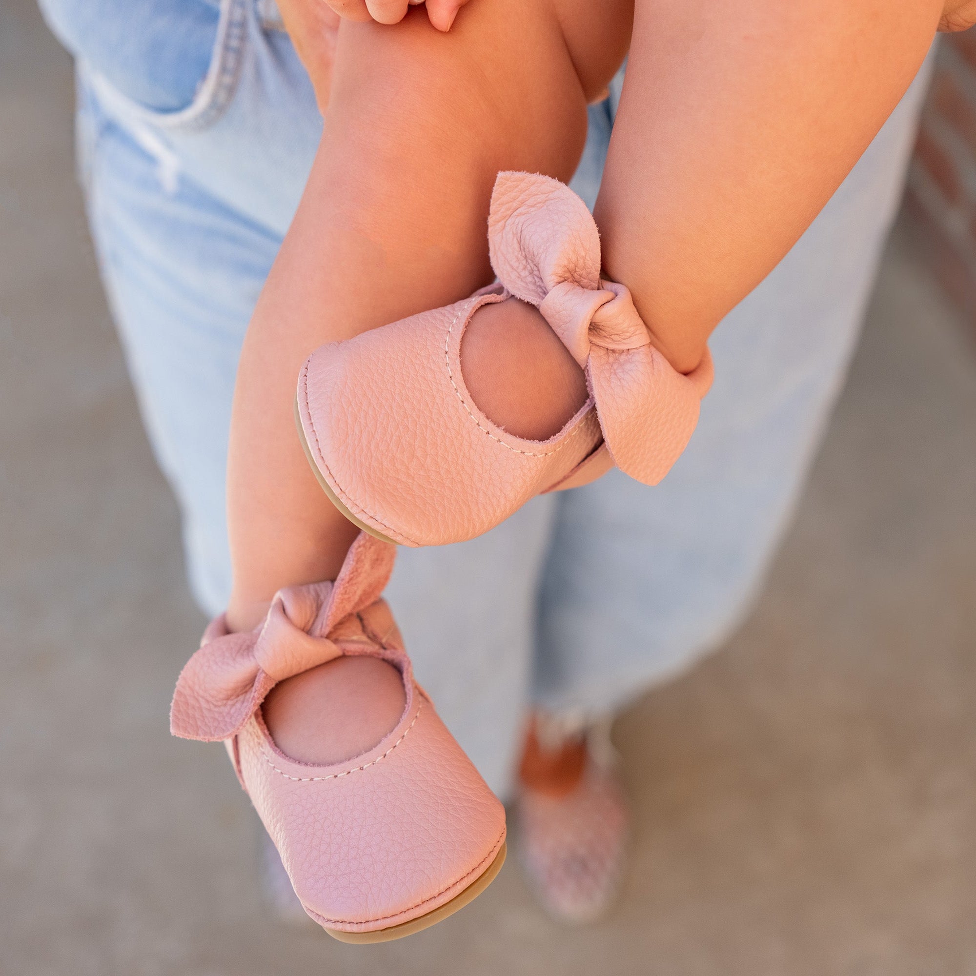 Platinum Knotted Bow Baby Moccasins | Designer Baby Girl Shoes
