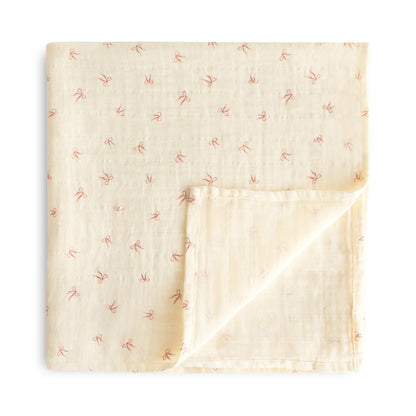 Organic Cotton Muslin Swaddle Blanket Swaddle Mushie Bows 