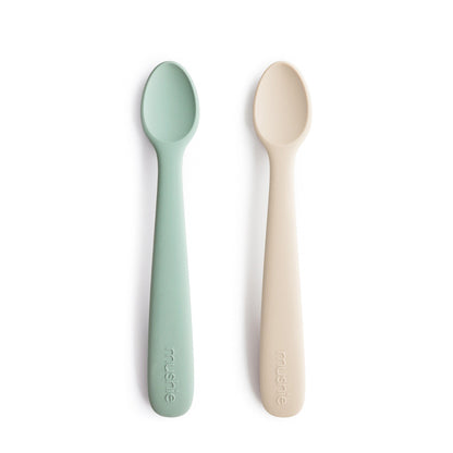 Silicone Feeding Spoons 2-Pack silicone tableware Mushie Cambridge Blue/Shifting Sand 