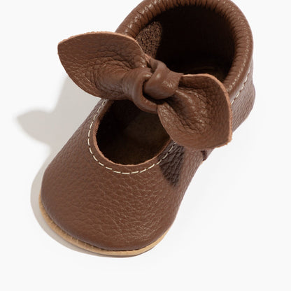 Chestnut Knotted Bow Baby Shoe Knotted Bow Mocc Soft Sole 