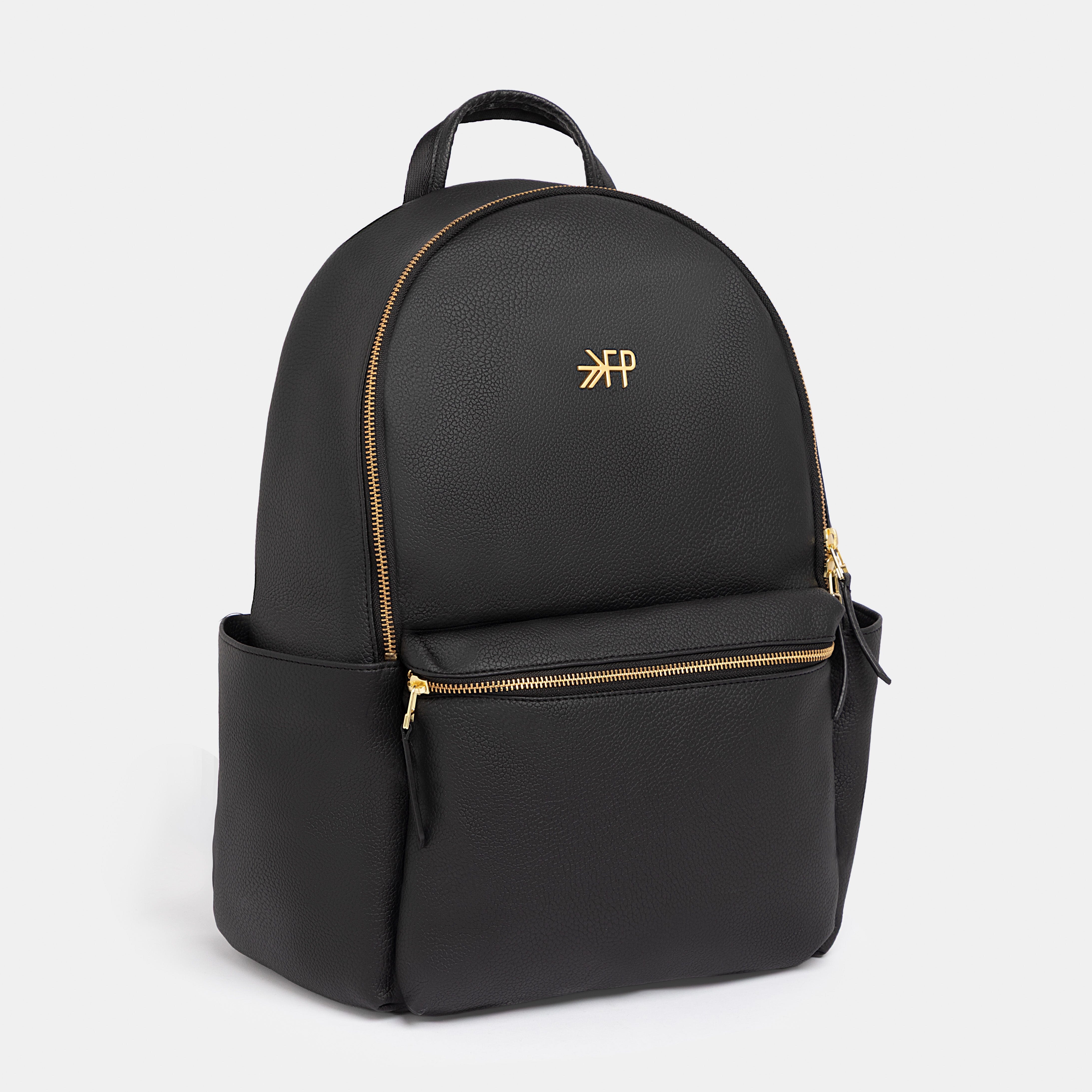 Ebony Classic City Pack II | Black Vegan Leather Diaper Backpack