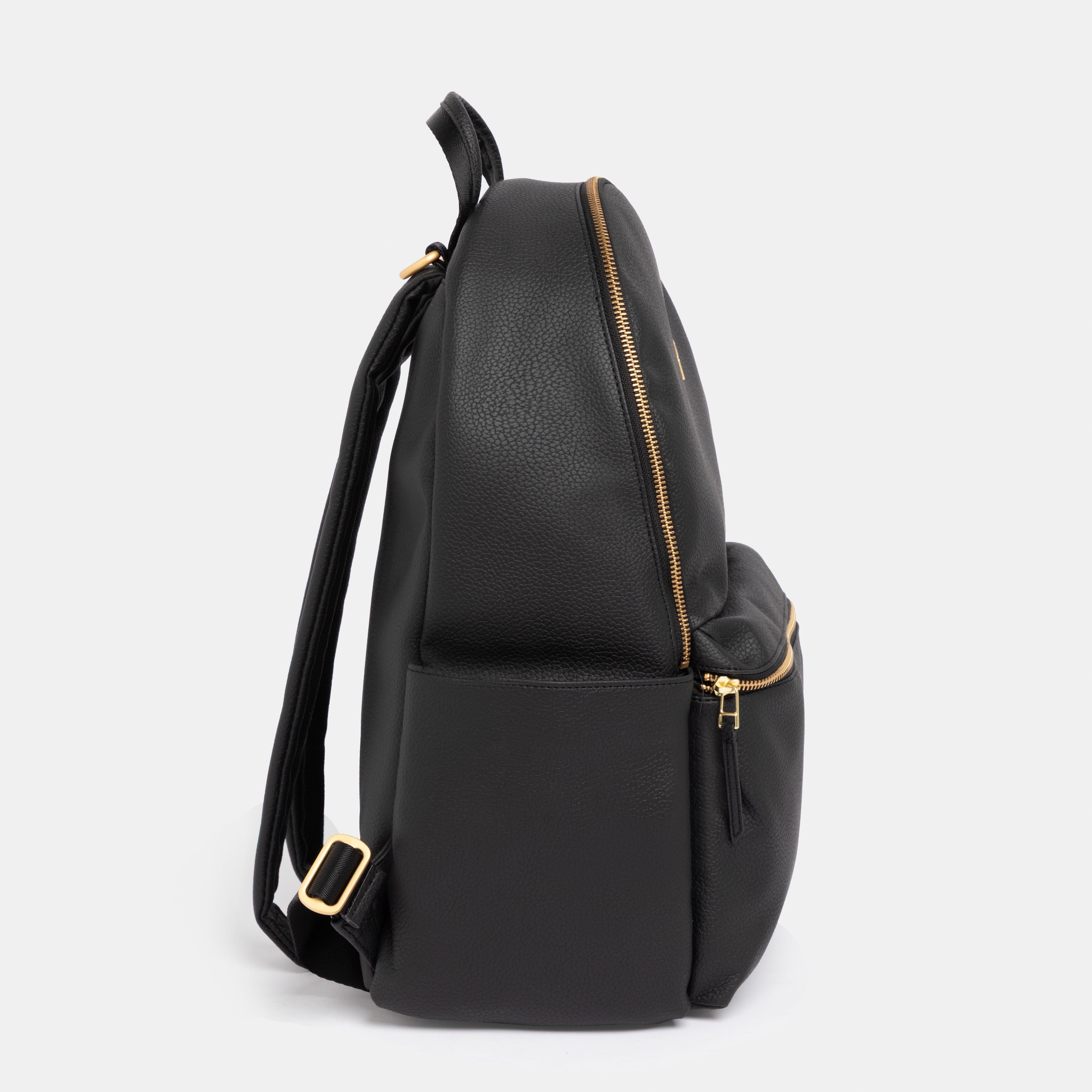 Ebony Classic City Pack II | Black Vegan Leather Diaper Backpack