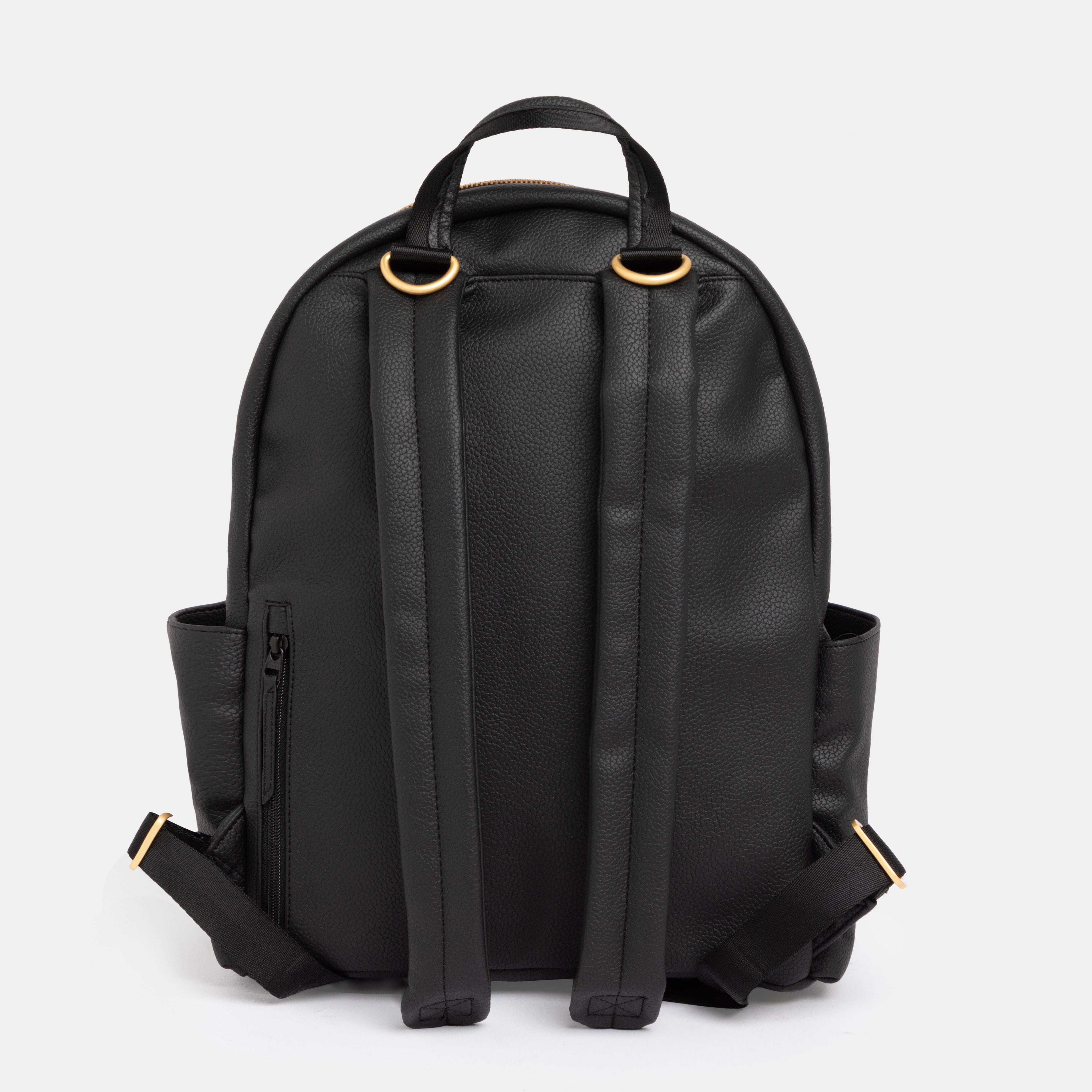 Ebony Classic City Pack II | Black Vegan Leather Diaper Backpack