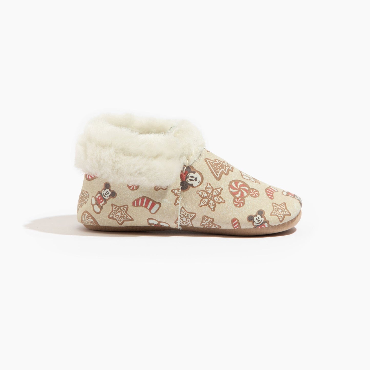 (Coming Soon) Disney Mickey and Minnie Gingerbread Shearling Baby Shoe Shearling Mocc Soft Sole 