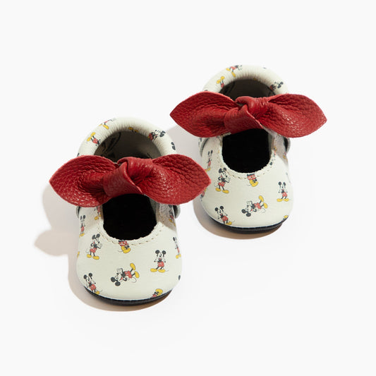 Disney Retro Mickey Mouse Knotted Bow Baby Shoe Knotted Bow Mocc Soft Sole 