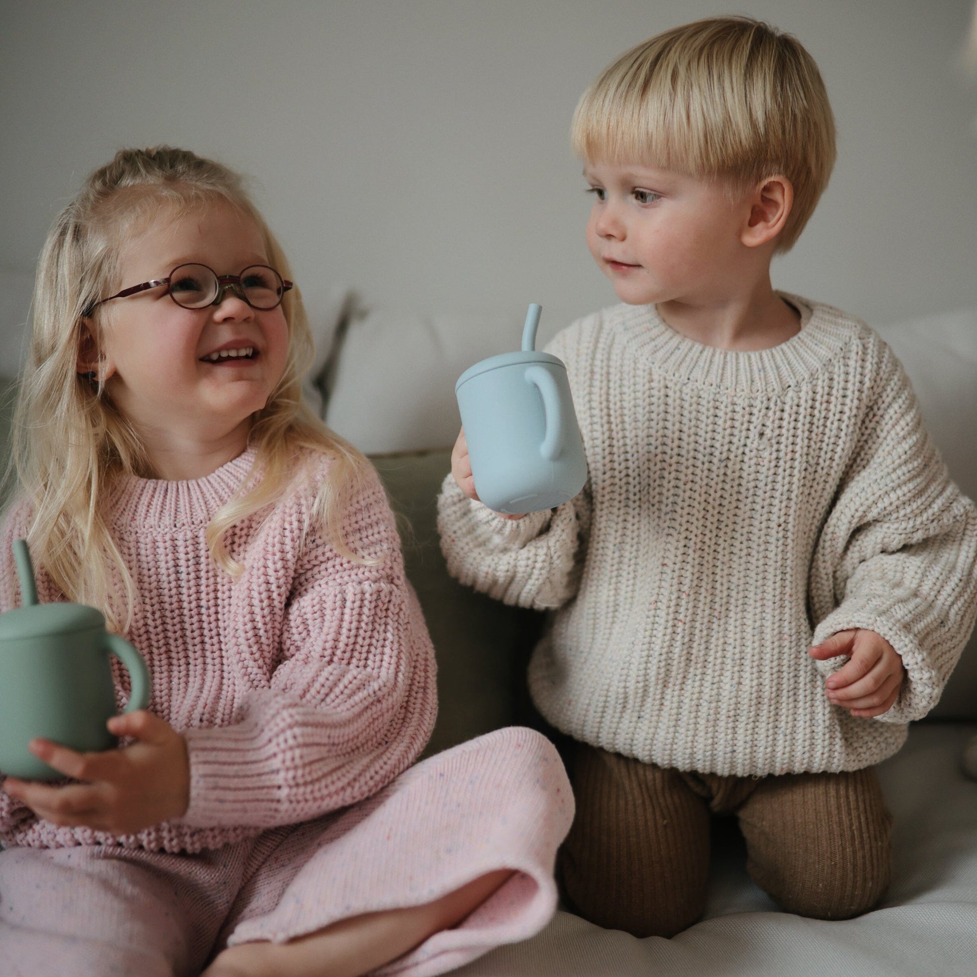 Silicone Training Cup + Straw Sippy Cups Mushie 