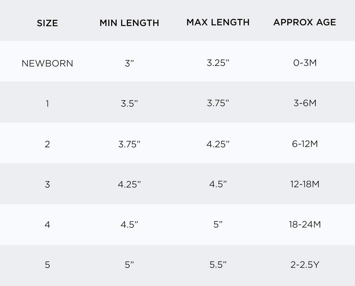Freshly Picked Size Guide For Baby Moccasins & Shoes